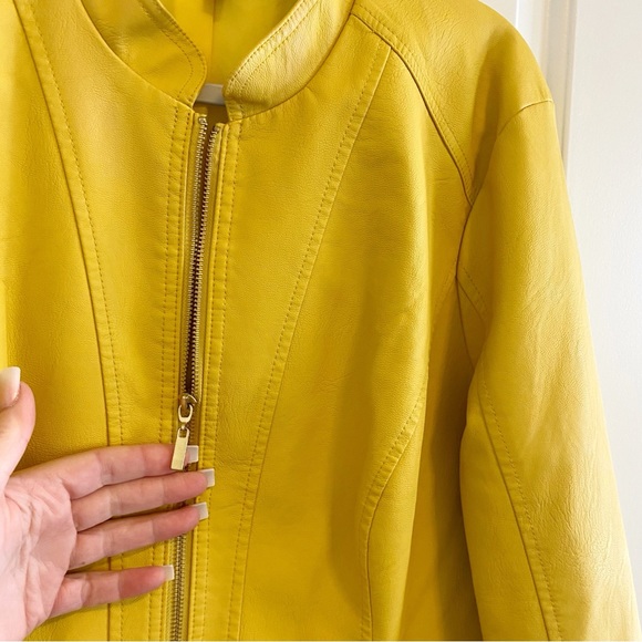 Bright Yellow Vegan Leather Jacket by BACCINI - Picture 2 of 8